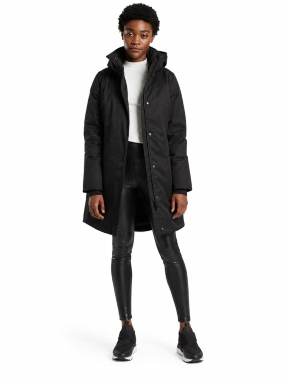 Athleta Outbound Parka II Black Down Hooded Long Winter Coat Midi Women’s XL - Picture 3 of 16